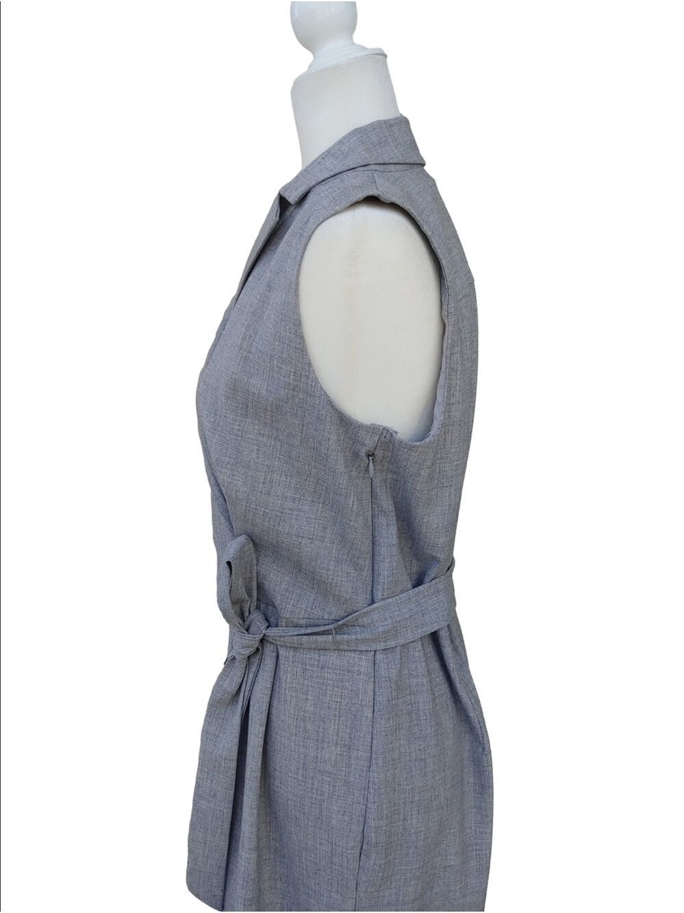 Ann Taylor NEW Gray Tie-Waist Sleeveless Blazer Dress Women's 8 NWT - Picture 12 of 16